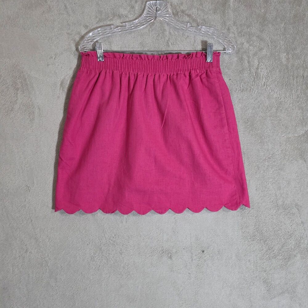 J. Crew Pink Linen Blend Skirt Size 6 Elastic Waist A-Line Lined Mini Short